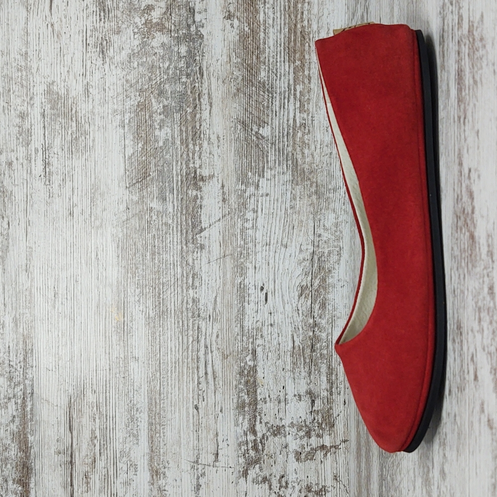 🟪FS/NY French Sole Red Suede Leather Sloop Ballet Flats
